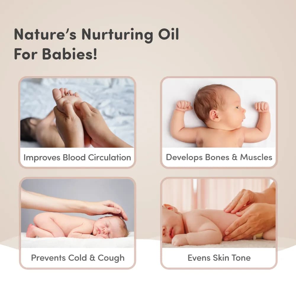 Mylo Herb Enriched Baby Massage Oil - 200 ml | Pack of 2 | Dermatologically Tested | Made Safe Certified | Nourishes Skin | Strengthens Immunity | Ayurvedic Preparation