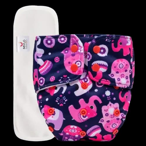 Adjustable Washable & Reusable Cloth Diaper - Purple Love - Pack of 1