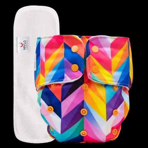 Adjustable & Reusable Cloth Diaper - Rainbow Print - Pack of 1