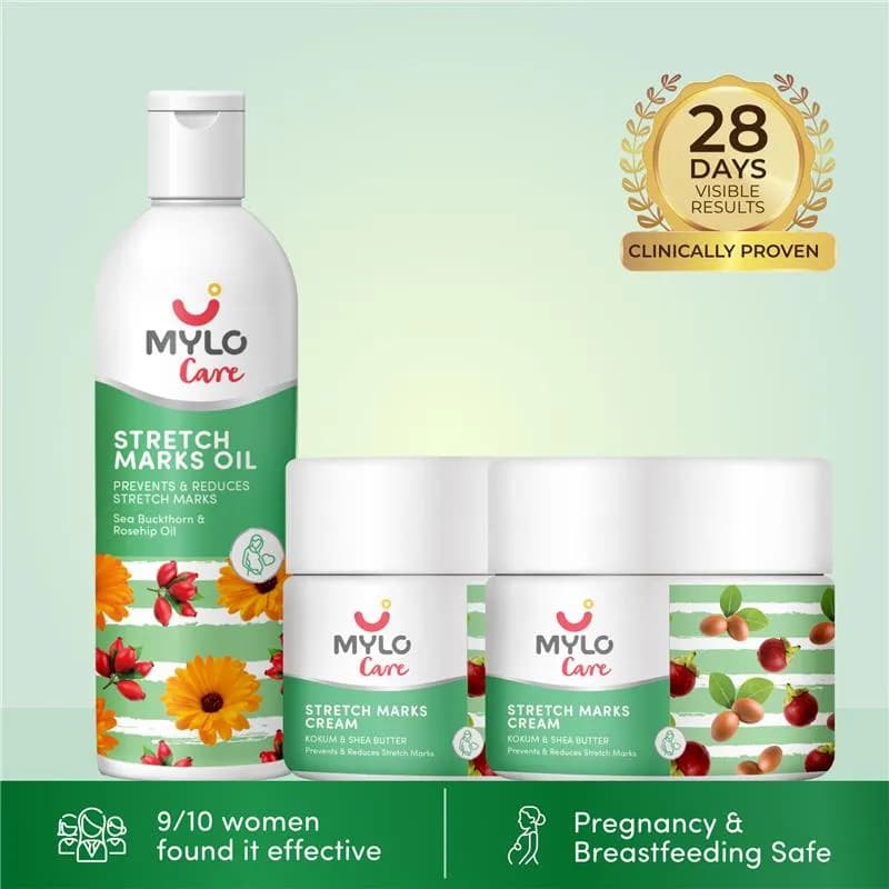 Stretch Marks Kit - Removes Scars | Made with Natural Ingredients | Tightens Skin - (1 Stretch Mark Oil - 100 ml, 2 Stretch Marks Cream - 100ml each)