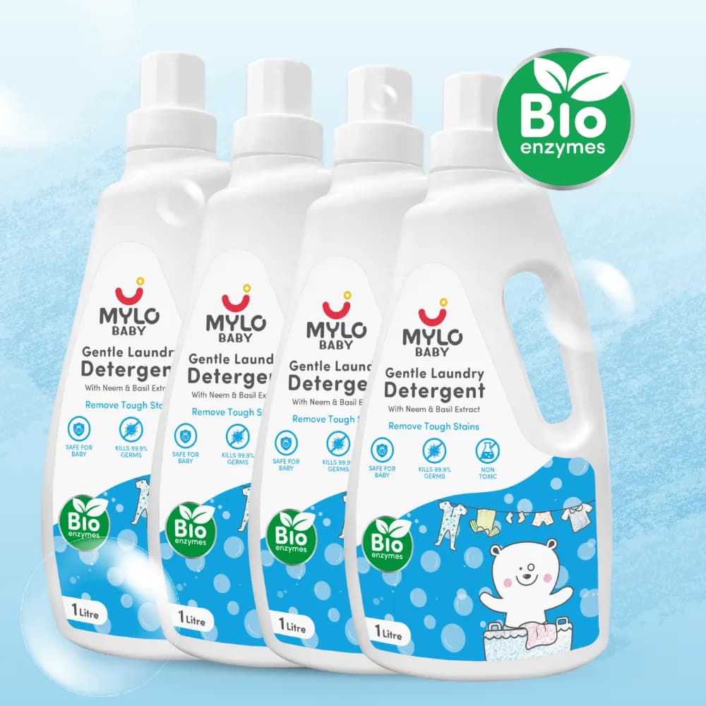Baby-Safe Liquid Detergent for Baby Clothes | Tough on stains | Gentle on clothes | Keeps Color & Softness Intact | Suitable for Front & Top Load Washing Machine | 1 litre - Pack of 4