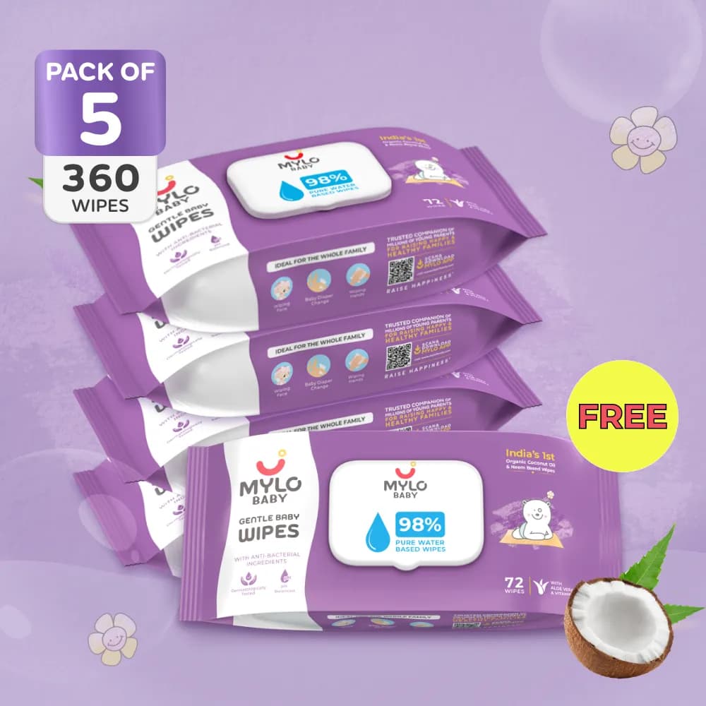 Gentle Baby Wipes with Lid - Pack of 4 + 1 Free Pack