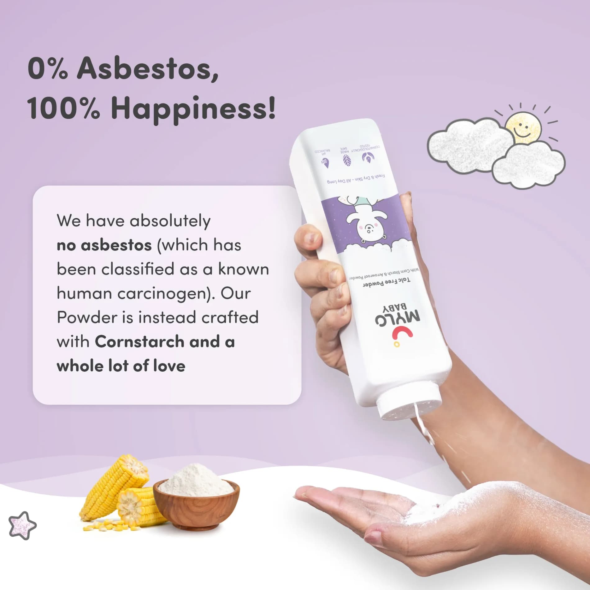 Baby Powder for Kids | Made Safe Australia Certified | Absorbs Extra Oil | Relieves Itchiness | Softens Skin | Safe for all skin types - 100 gm