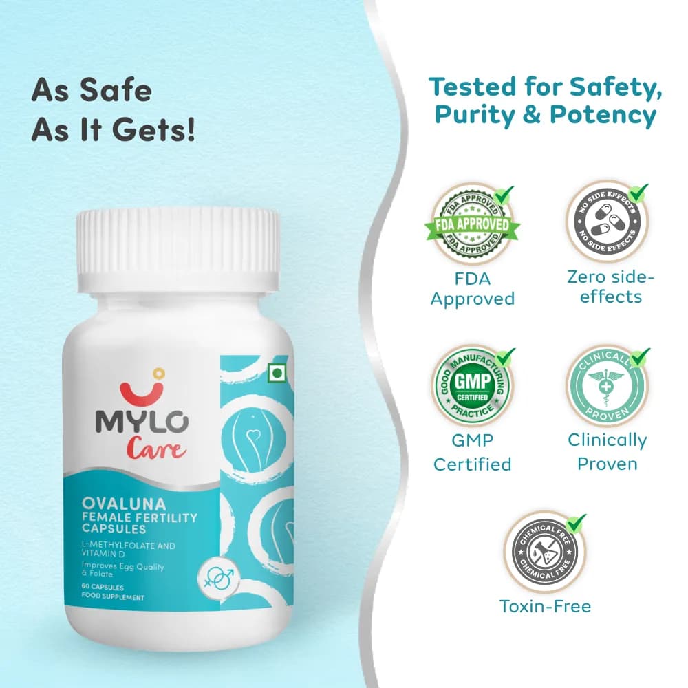 Mylo Ovaluna Conception Fertility Supplements for Women | Prenatal Vitamins | Promote Natural Conception | Improve egg quality, Hormone Balance, Cycle Consistency | Aid Ovulation | 60 Vegetarian Capsules