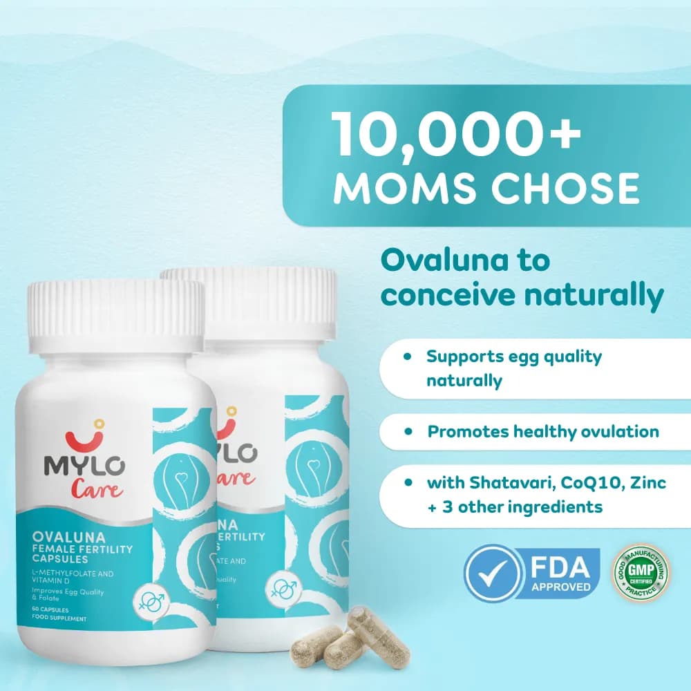 Mylo Ovaluna Conception Fertility Supplements for Women | Prenatal Vitamins | Promote Natural Conception | Improve egg quality, Hormone Balance, Cycle Consistency | Aid Ovulation | 60 Vegetarian Capsules - Pack of 2