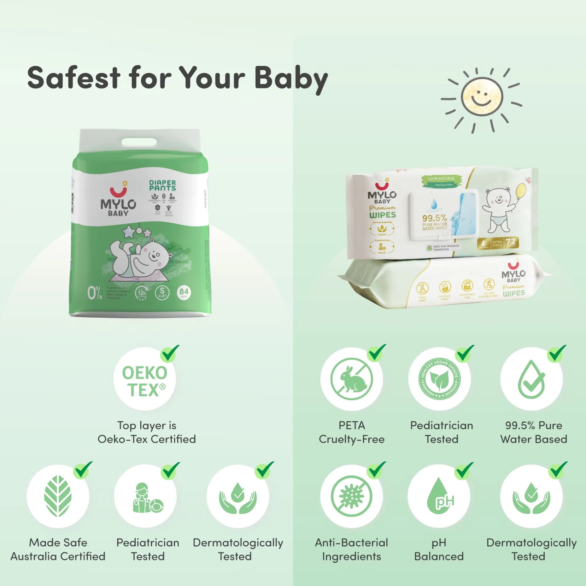 Baby Diaper Pants (S) - Jumbo Pack + Premium Wipes (PO2)