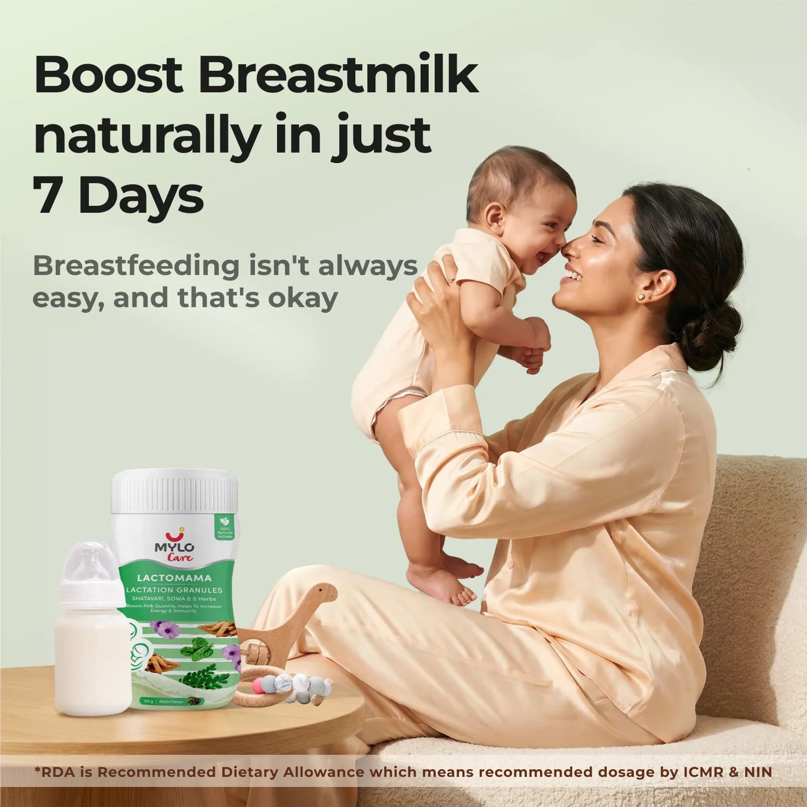 Increase Breast Milk Supply with LactoMama ™ Lactation Granules - 300g - Pack of 2 | Elaichi