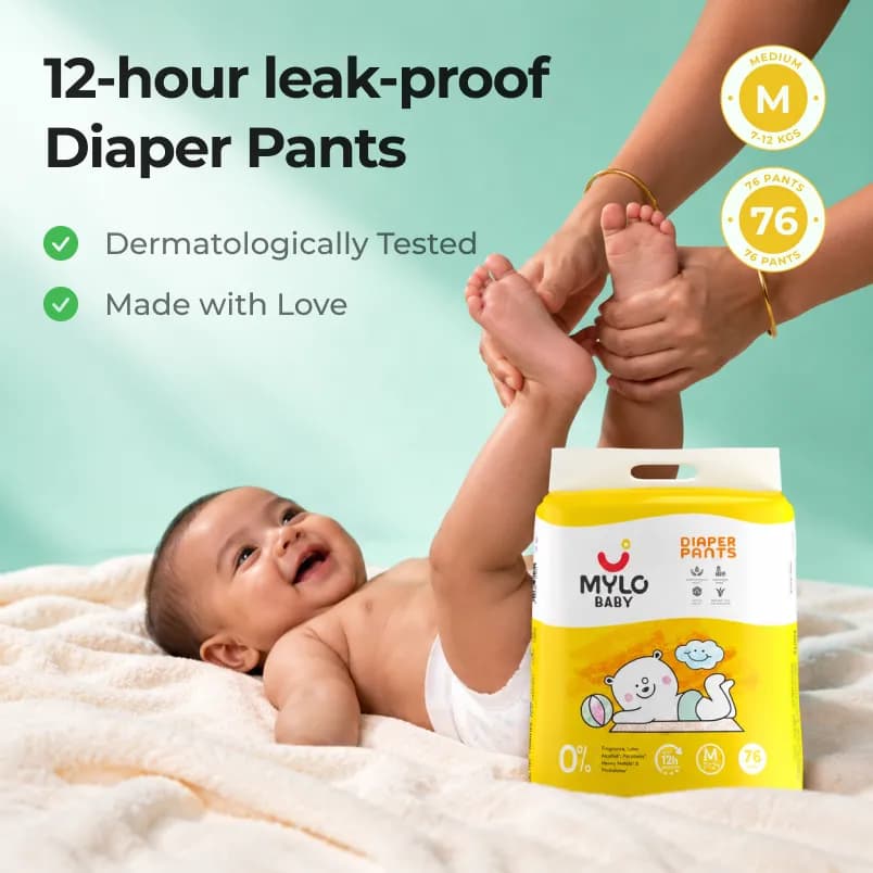 Mylo Baby Diaper Pants M Size 7-12 kgs Pack of 76