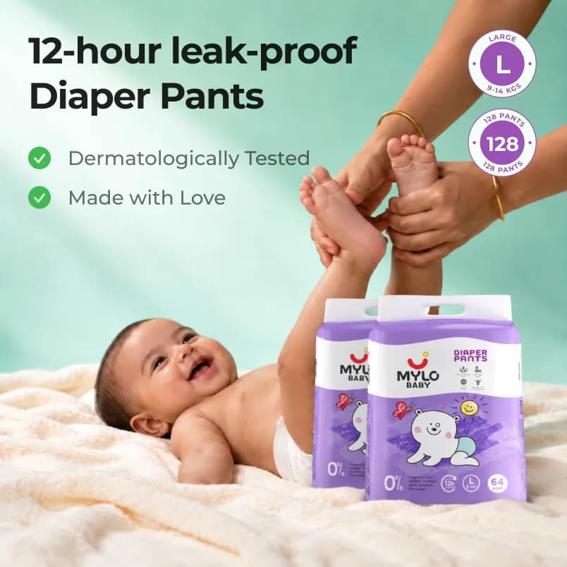 Mylo Baby Diaper Pants Jumbo L Size Pack of 64x2