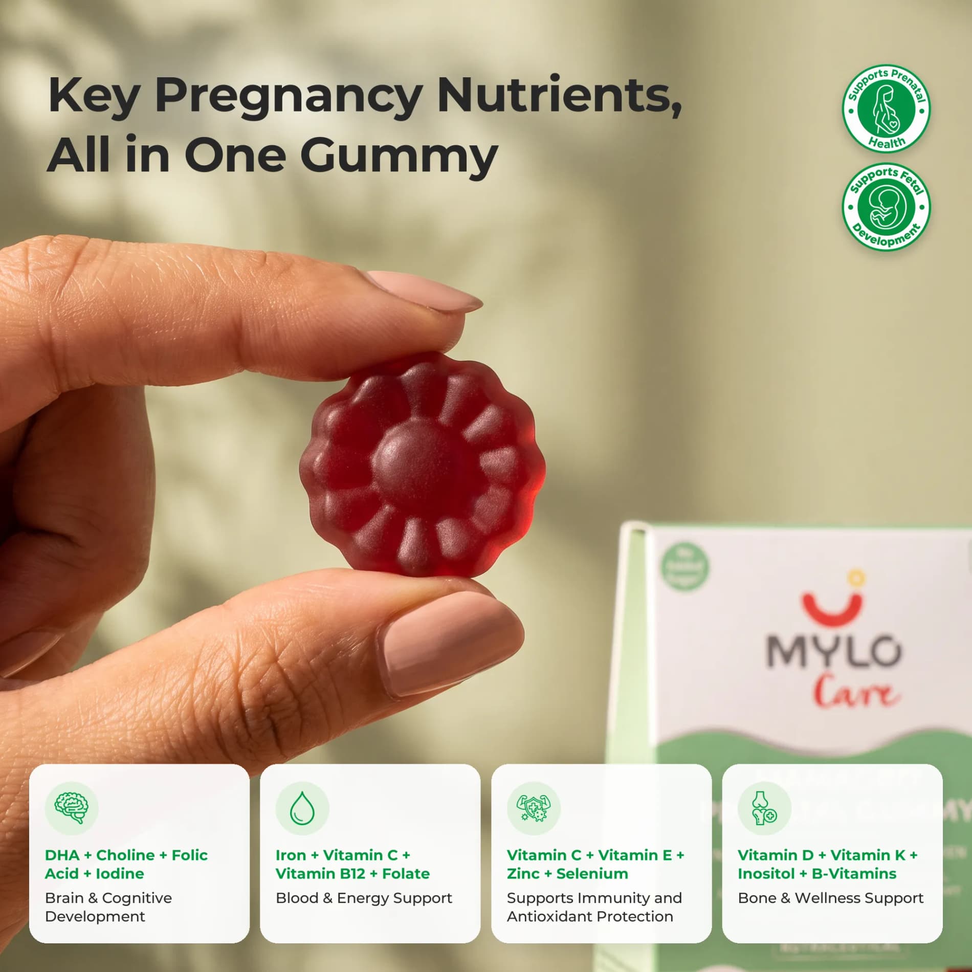 Mylo Care MamaGro Prenatal Gummy - Strawberry Flavour (30 Gummies)
