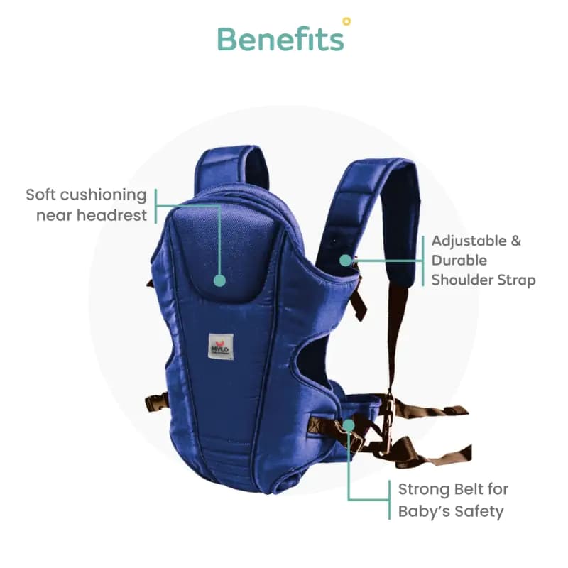Baby Carrier Bag for 6 to 15 Months | 3 Carrying Positions | Adjustable & Durable Shoulder Straps | Soft Cushioning Near Headrest | Royal Blue