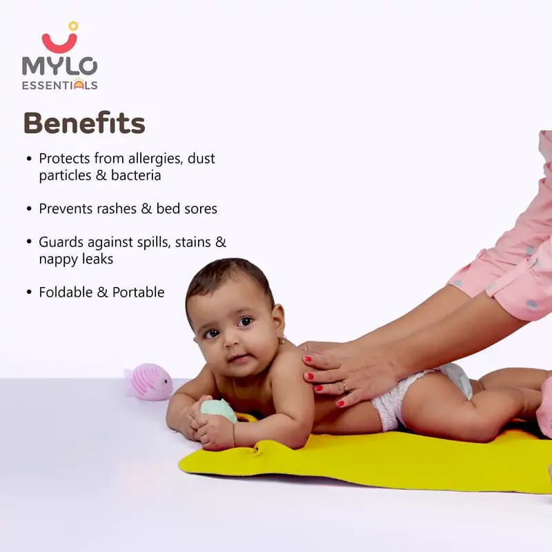 Waterproof Extra Absorbent Baby Dry Sheet & Bed Protector | Guards Against Spills, Stains & Nappy Leaks | Foldable & Portable - Yellow - M