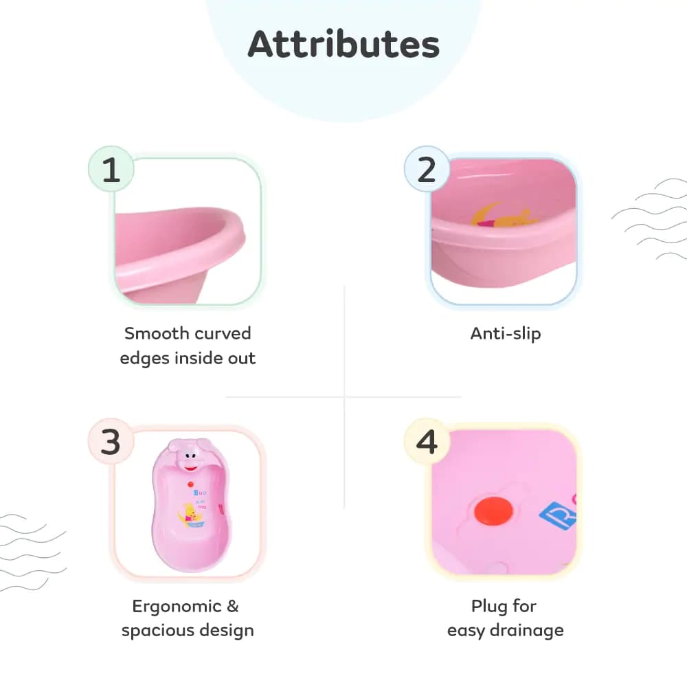 Classic Bear Bathtub for Toddlers | 6 Months to 3 Years | BPA Free | Anti Slip | Pink