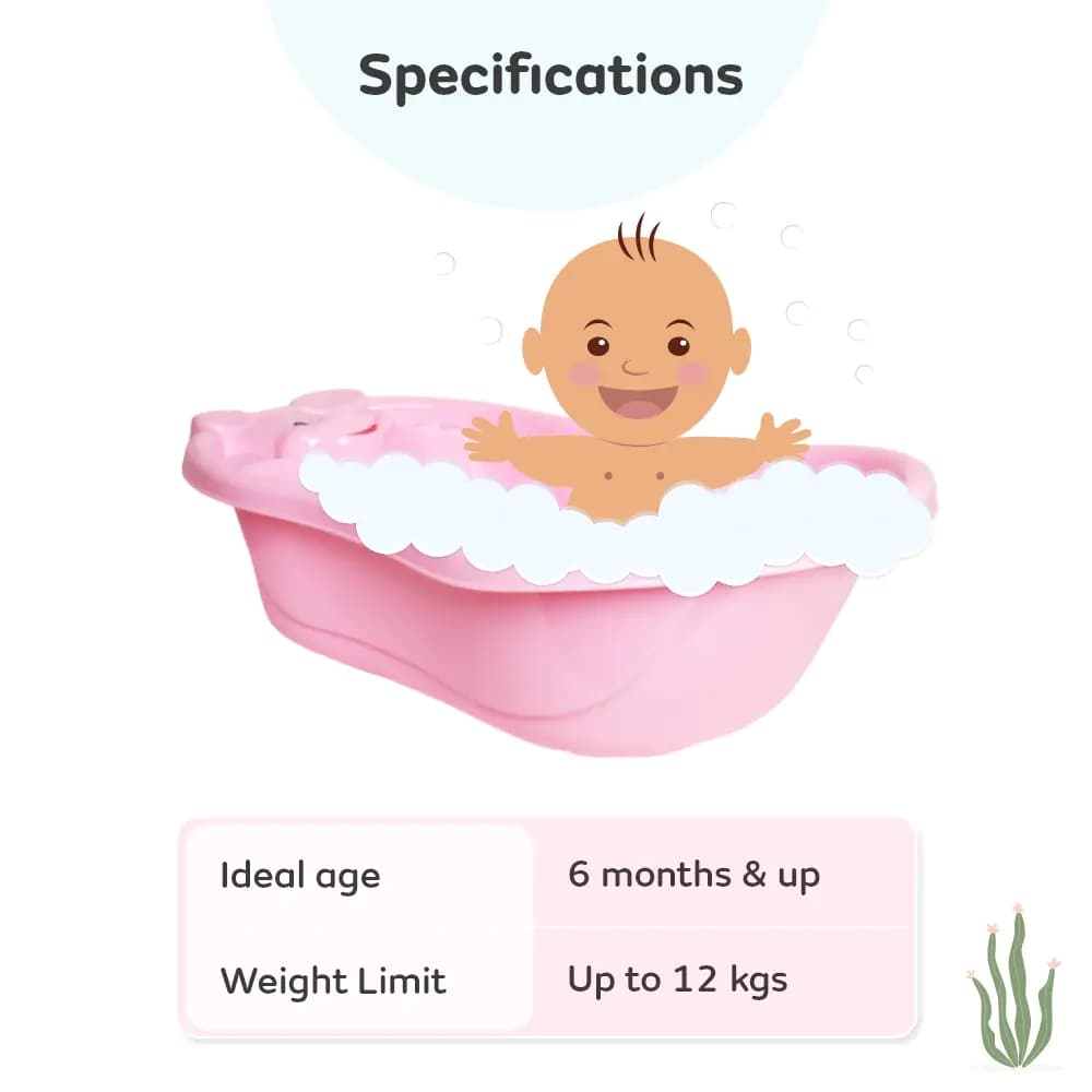 Classic Bear Bathtub for Toddlers | 6 Months to 3 Years | BPA Free | Anti Slip | Pink
