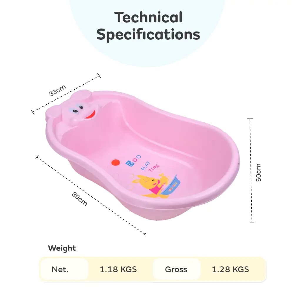 Classic Bear Bathtub for Toddlers | 6 Months to 3 Years | BPA Free | Anti Slip | Pink