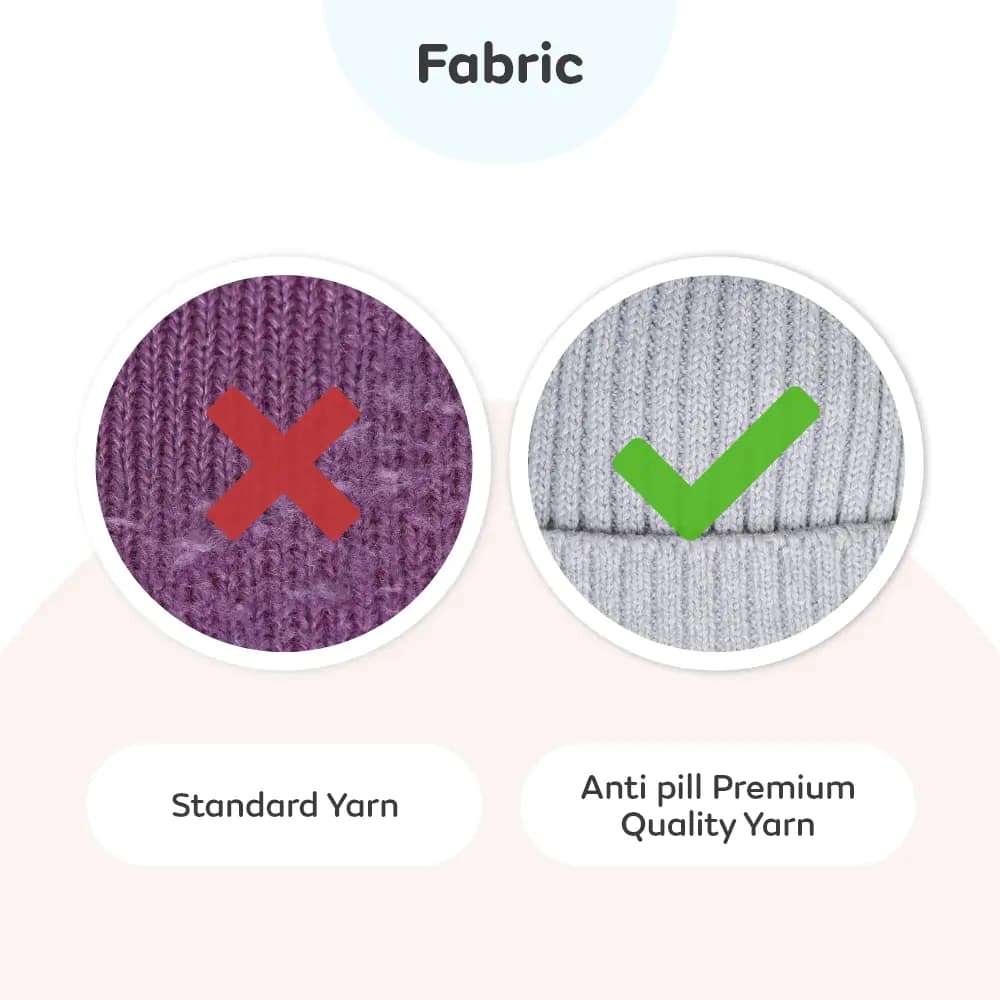 Baby Warm Winter Cap/Beanie with Pom-Pom in 100% Cotton – Lt. Grey (0-6M) 