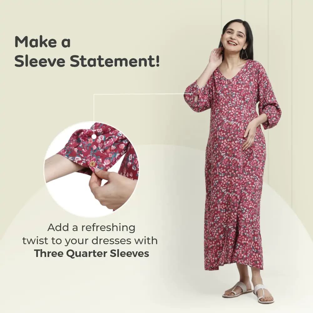 Maternity Dress Maxi cum Kurti - XXL - Miami Wine