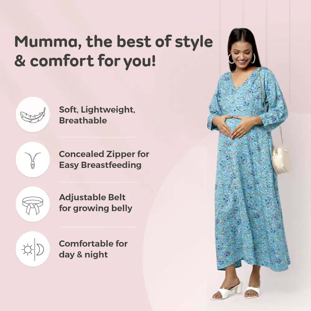 Maternity Dress Maxi cum Kurti - XXL - Miami Green
