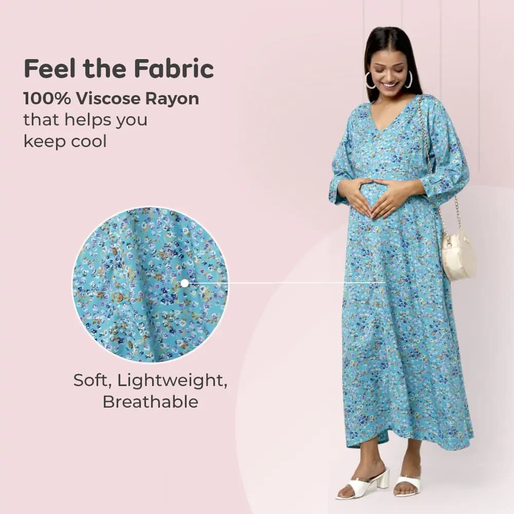 Maternity Dress Maxi cum Kurti - XXL - Miami Green