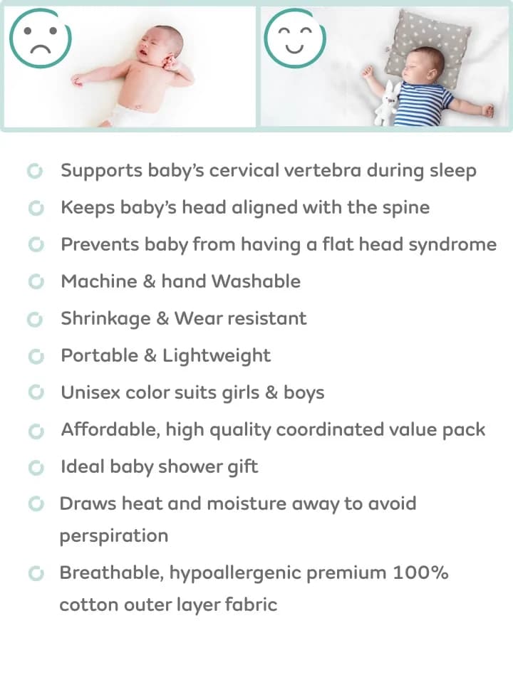 Premium Head Shaping Baby Pillow | Provides Neck Support | Prevents Flat Head Syndrome | Portable & Lightweight | 0-36 Months | Shades of Grey  WHAT IS IT?