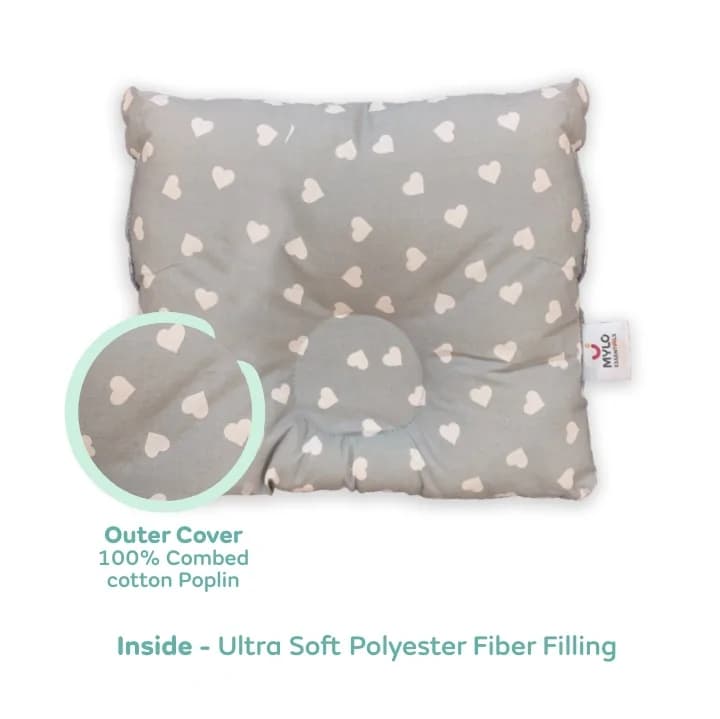 Premium Head Shaping Baby Pillow | Provides Neck Support | Prevents Flat Head Syndrome | Portable & Lightweight | 0-36 Months | Shades of Grey  MATERIAL 