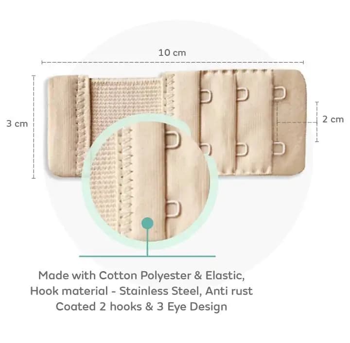Bra Extenders with Extra Elastic Hooks | Makes Bra Comfortable | Increases Bra Band Strength - Skin - Pack of 3  MATERIAL 