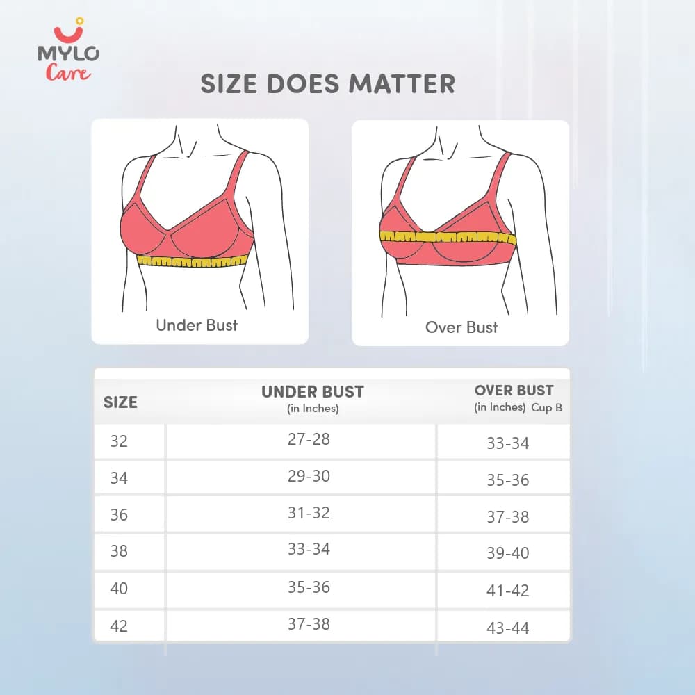32B- Non-Wired Non-Padded Maternity Bra/Feeding Bra with Free Bra Extender | Supports Growing Breasts | Eases Pumping & Feeding | Persian Blue