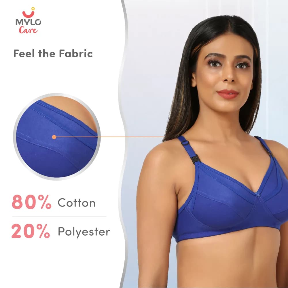 38C - Maternity Bras Non-Wired, Non-Padded- Persian Blue (Buy 2 Get 1 Free)