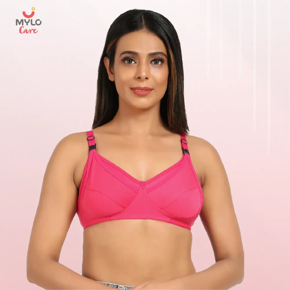 38C - Maternity Bras Non-Wired, Non-Padded - Dark Pink (Buy 2 Get 1 Free)