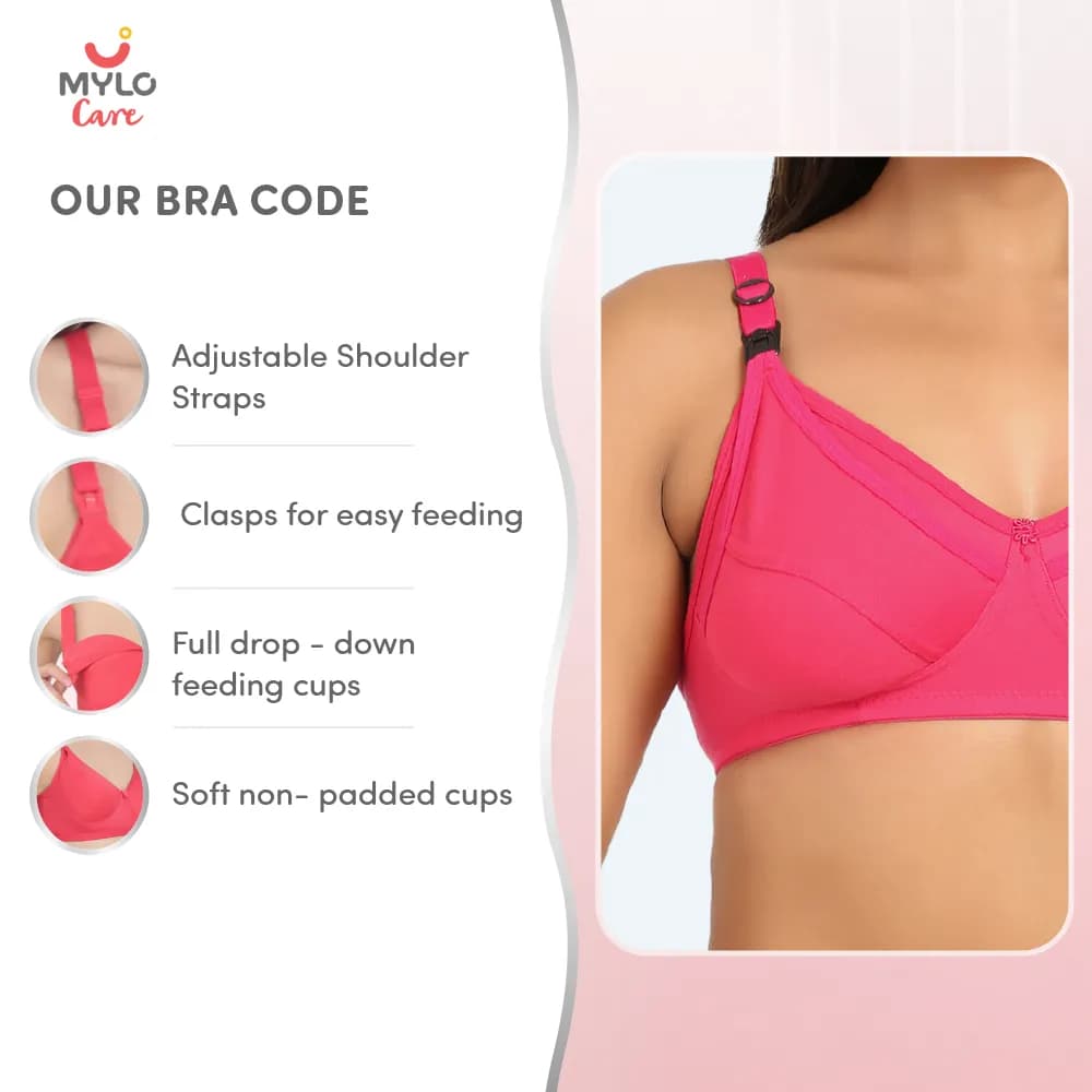 38C - Maternity Bras Non-Wired, Non-Padded - Dark Pink (Buy 2 Get 1 Free)