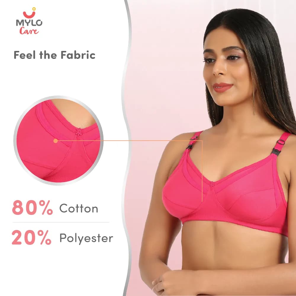 38C - Maternity Bras Non-Wired, Non-Padded - Dark Pink (Buy 2 Get 1 Free)