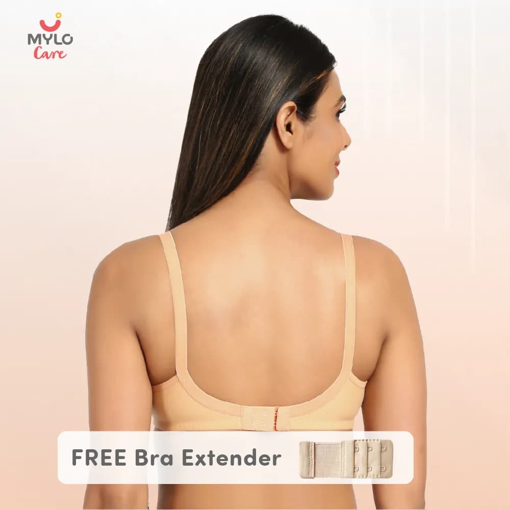 32B- Non-Wired Non-Padded Maternity Bra/Feeding Bra with Free Bra Extender | Supports Growing Breasts | Eases Pumping & Feeding | Sandalwood