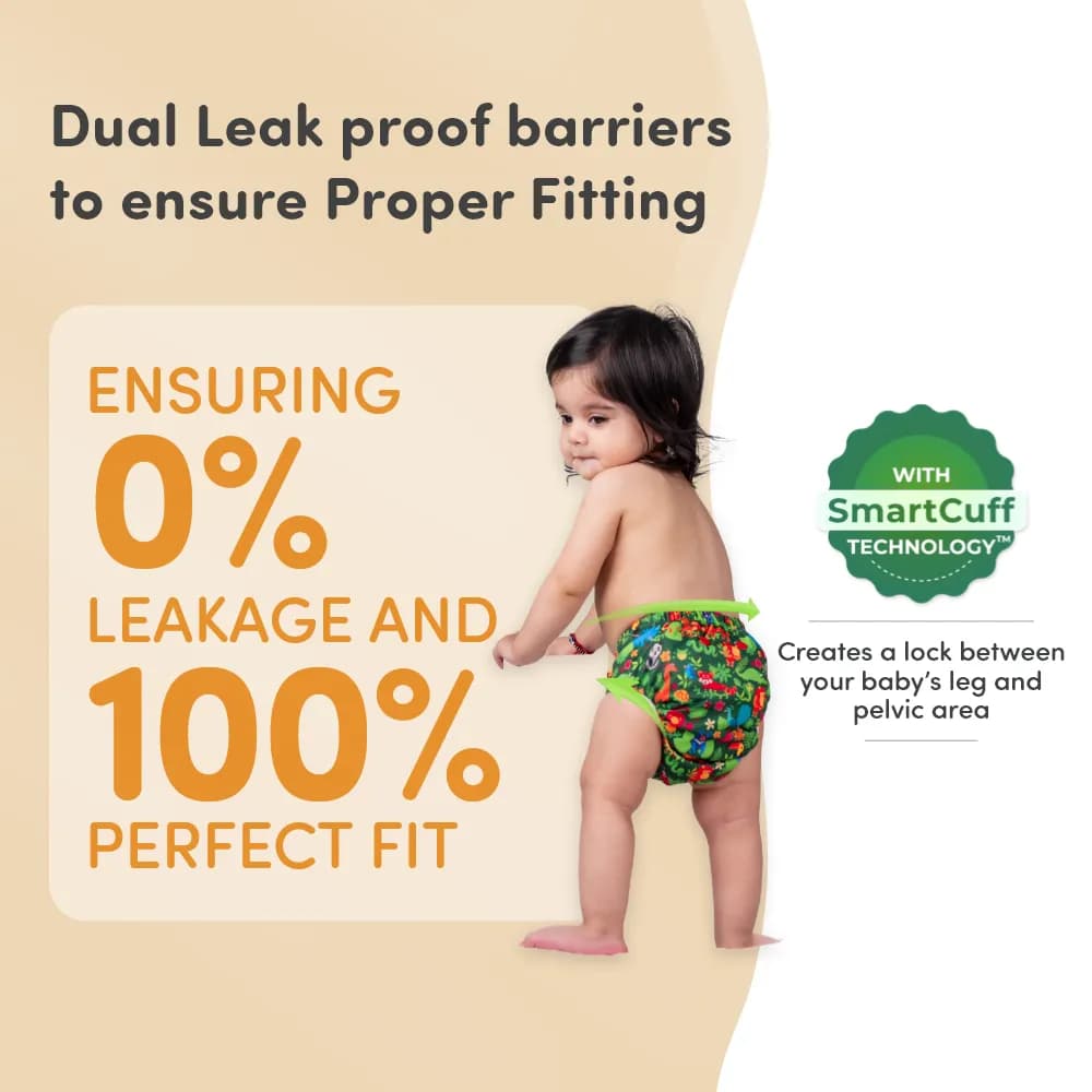 Adjustable & Reusable Cloth Diaper - Heart Doodles & Jungle - Pack of 2
