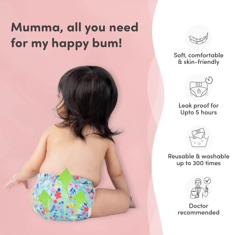 Adjustable & Reusable Cloth Diaper - Floral Spring & Jungle - Pack of 2