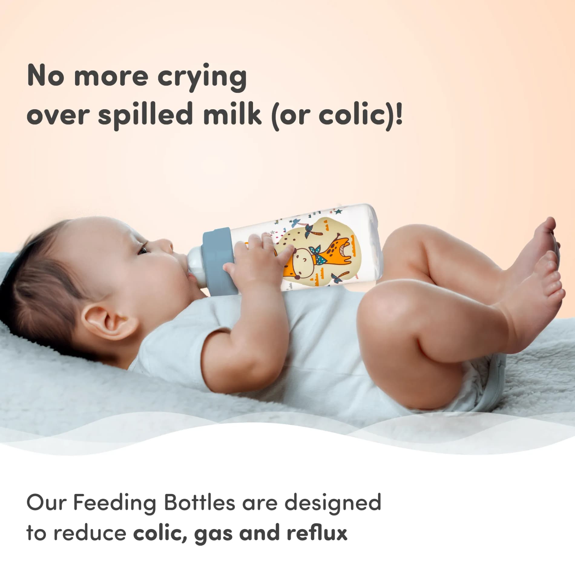 2-in-1 Baby Feeding Bottle | BPA Free with Anti-Colic Nipple & Spoon | Feels Natural Baby Bottle | Easy Flow Neck Design - Giraffe 250ml
