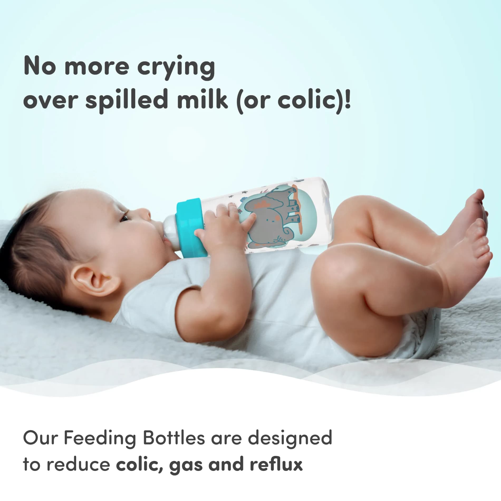 2-in-1 Baby Feeding Bottle | BPA Free with Anti-Colic Nipple & Spoon | Feels Natural Baby Bottle | Easy Flow Neck Design - Elephant 250ml