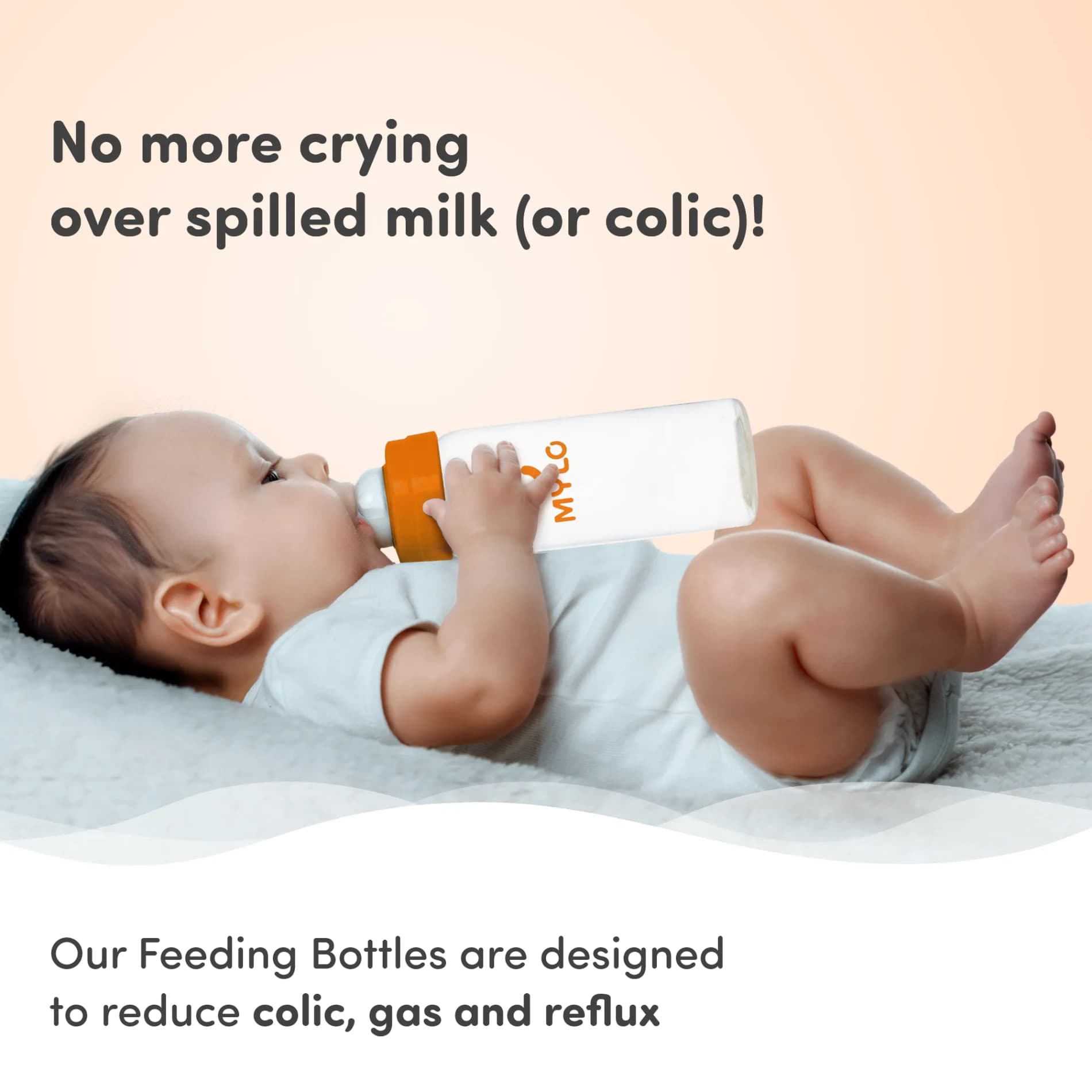 Baby Feeding Sipper Bottle | BPA Free with Anti-Colic Nipple | Feels Natural Baby Bottle | Easy Flow Neck Design - Orange 250ml