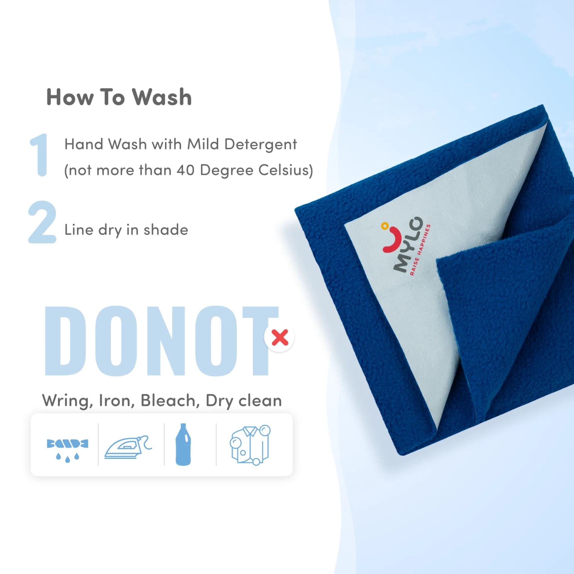 Waterproof Extra Absorbent Baby Dry Sheet & Bed Protector | Guards Against Spills, Stains & Nappy Leaks | Foldable & Portable - Cobalt - M