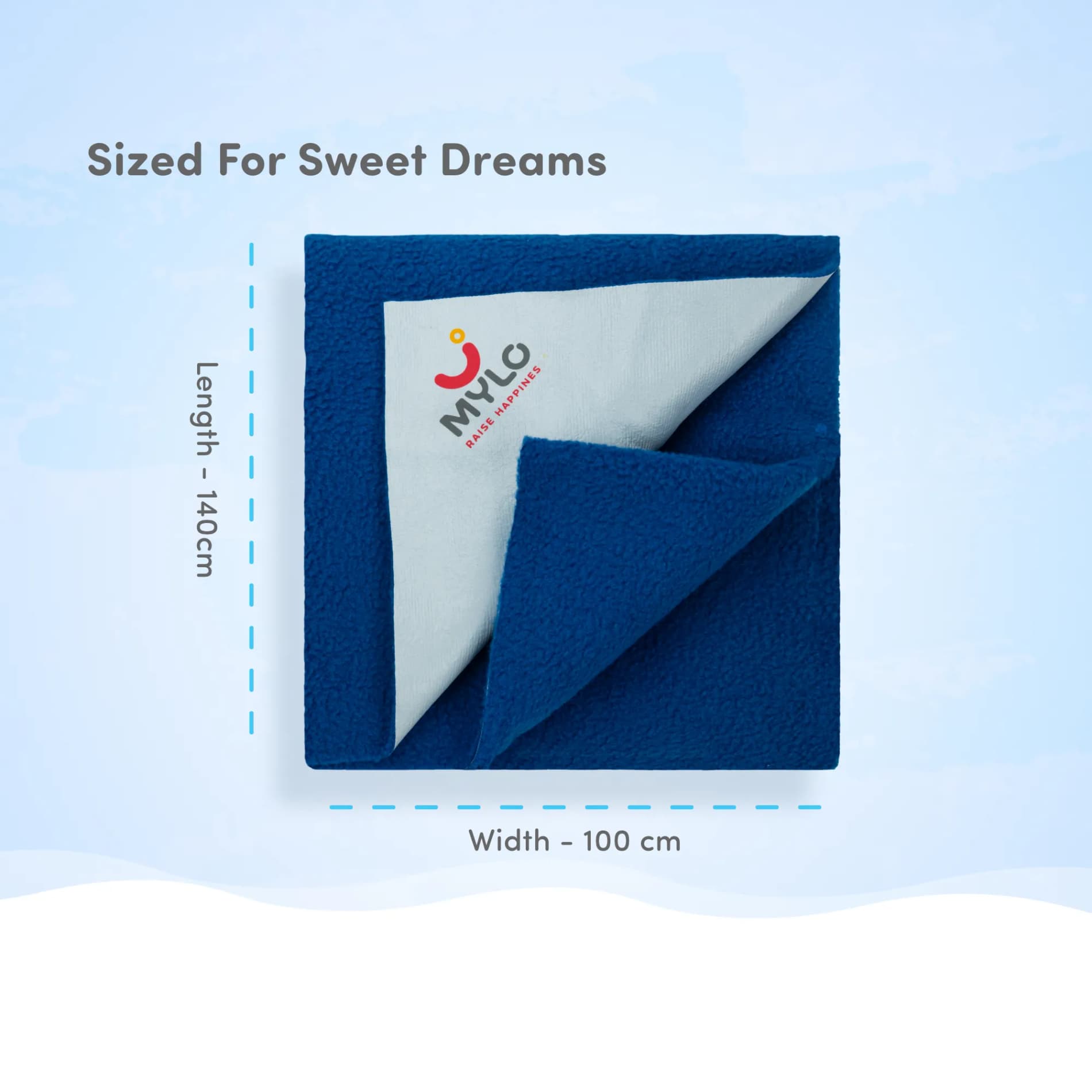 Waterproof Extra Absorbent Baby Dry Sheet & Bed Protector | Guards Against Spills, Stains & Nappy Leaks | Foldable & Portable - Cobalt - M