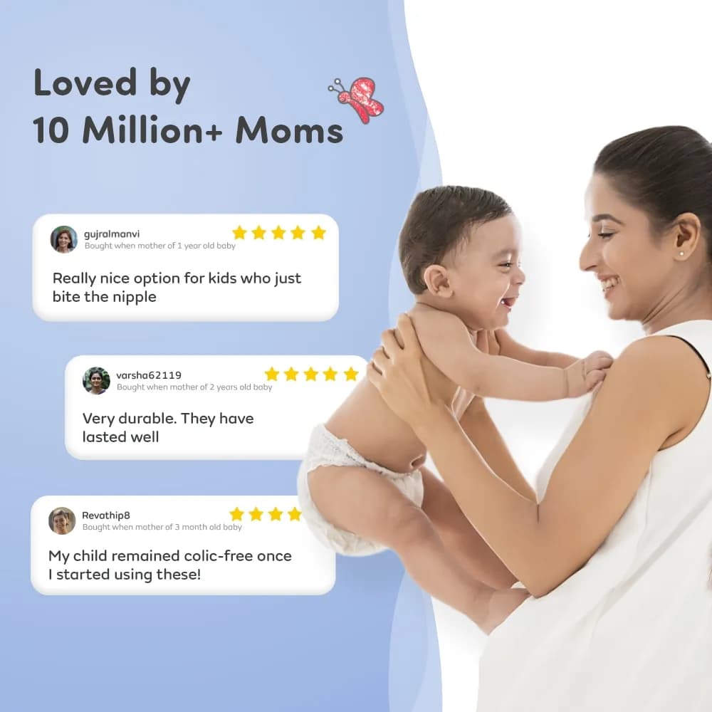 Feels Natural Anti Colic Medium (M) Flow Grooved Baby Nipple | BPA Free | Breast-Like Nipple | Food Grade Material | Wide Base for Better Latch | Can be Sterilized | Microwave Safe | Fits Most Standard Bottles - Pack of 2