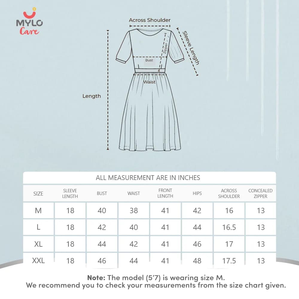 Maternity Dresses For Women with Both Side Zipper For Easy Feeding | Adjustable Belt for Growing Belly | Maxi Dress | Garden Flowers | L