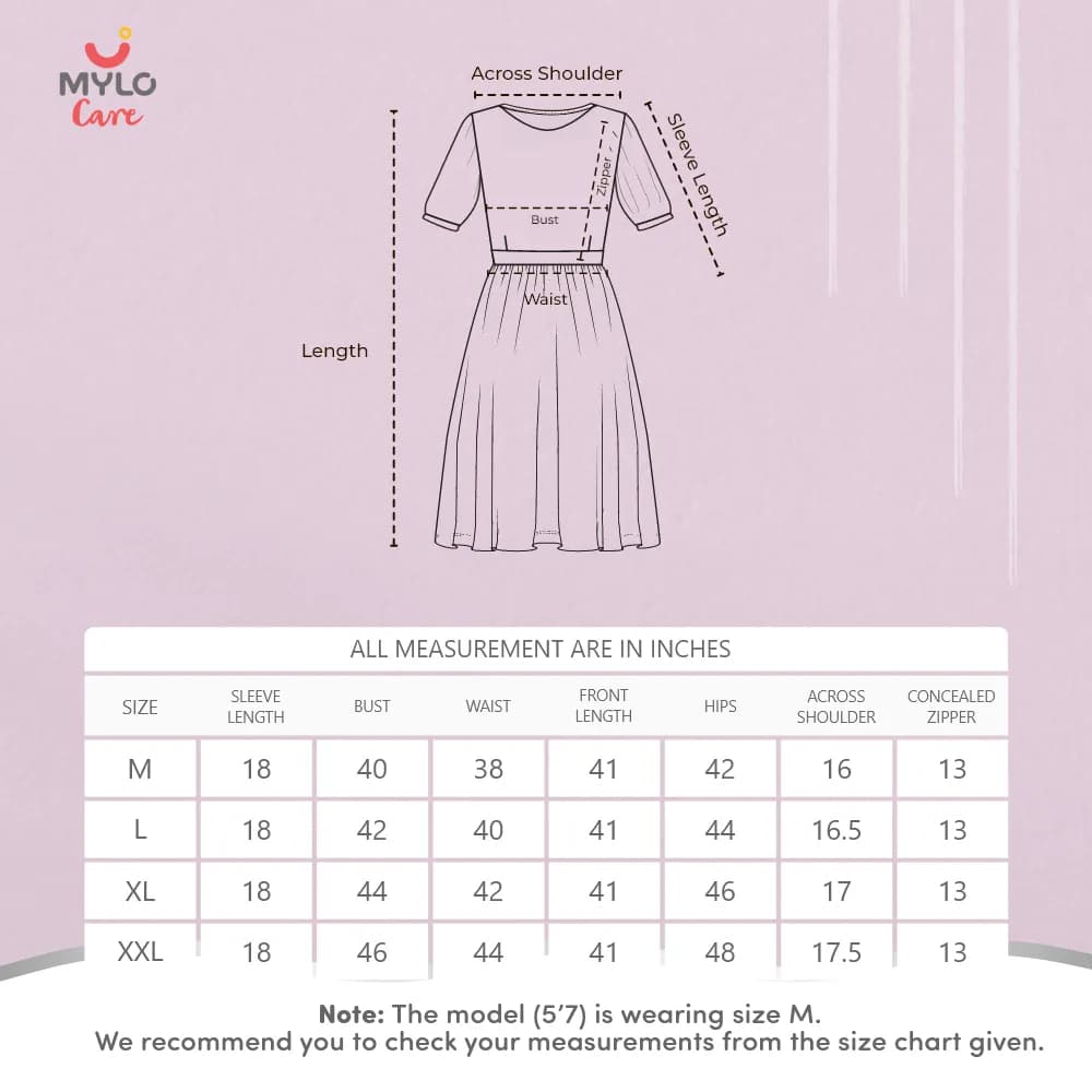 Maternity Dresses For Women with Both Side Zipper For Easy Feeding | Adjustable Belt for Growing Belly | Maxi Dress | Ditsy Daisy - Pink | L