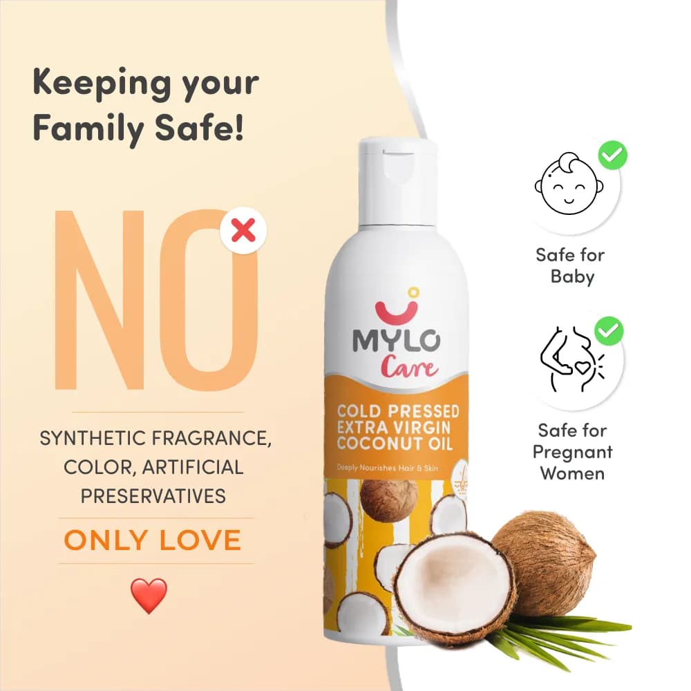 Cold Pressed Extra Virgin Coconut Oil for Skin & Hair - Nourishes Skin Deeply | Reduces Dandruff & Strengthens Hair | Soothes Baby's Rashes - 200 ml (Pack of 2)