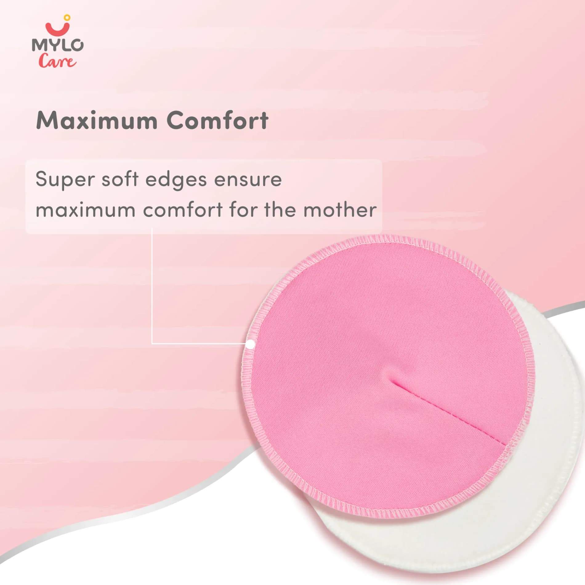 Reusable & Washable Breast Pads | Nursing Pads with Free Laundry Pouch | Leak-Proof | Comfort-Fit & Lightweight | Baby Pink 1 Pair