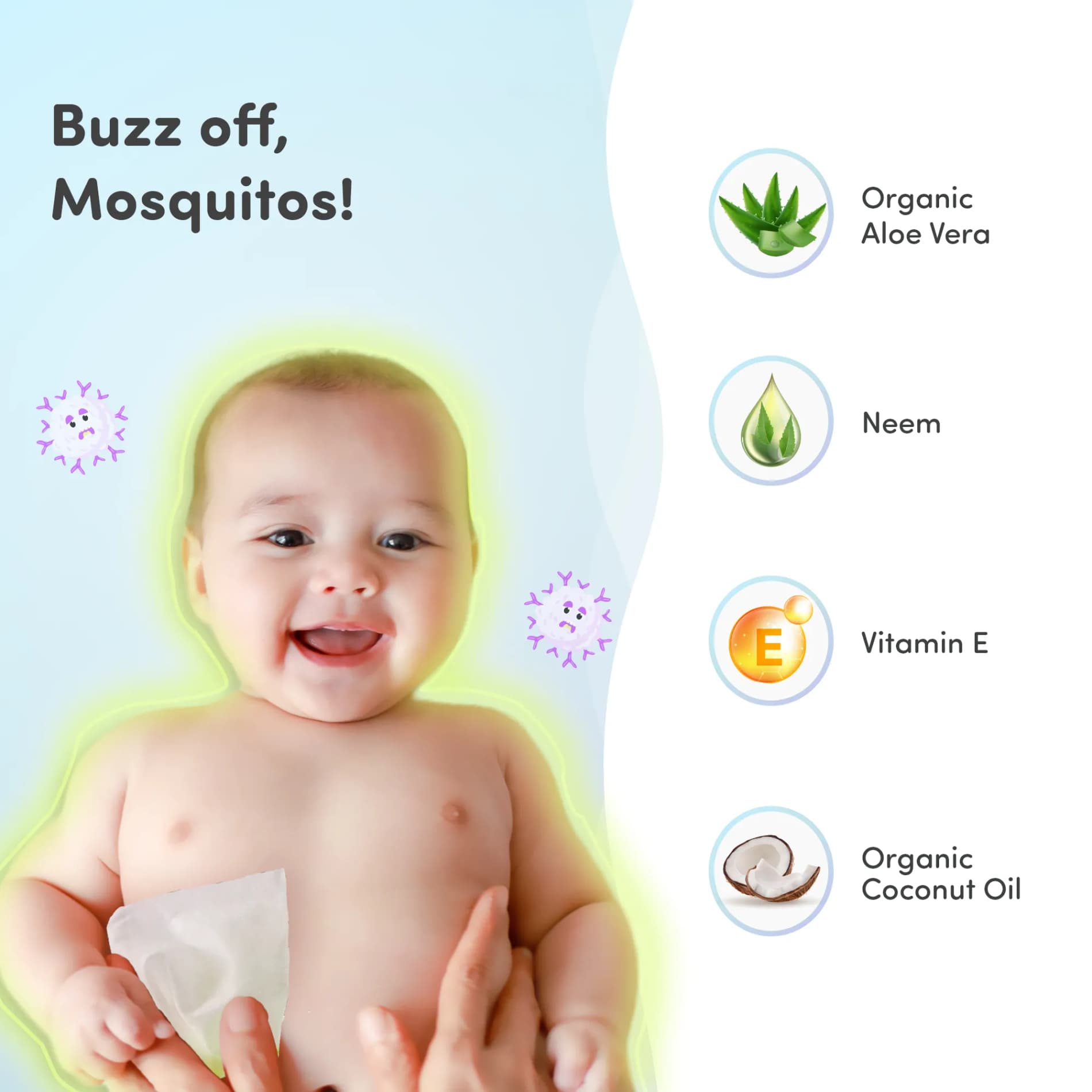 Gentle Baby Wipes With Lid  (Pack of 2)  + Mosquito Patches (Pack of 24)