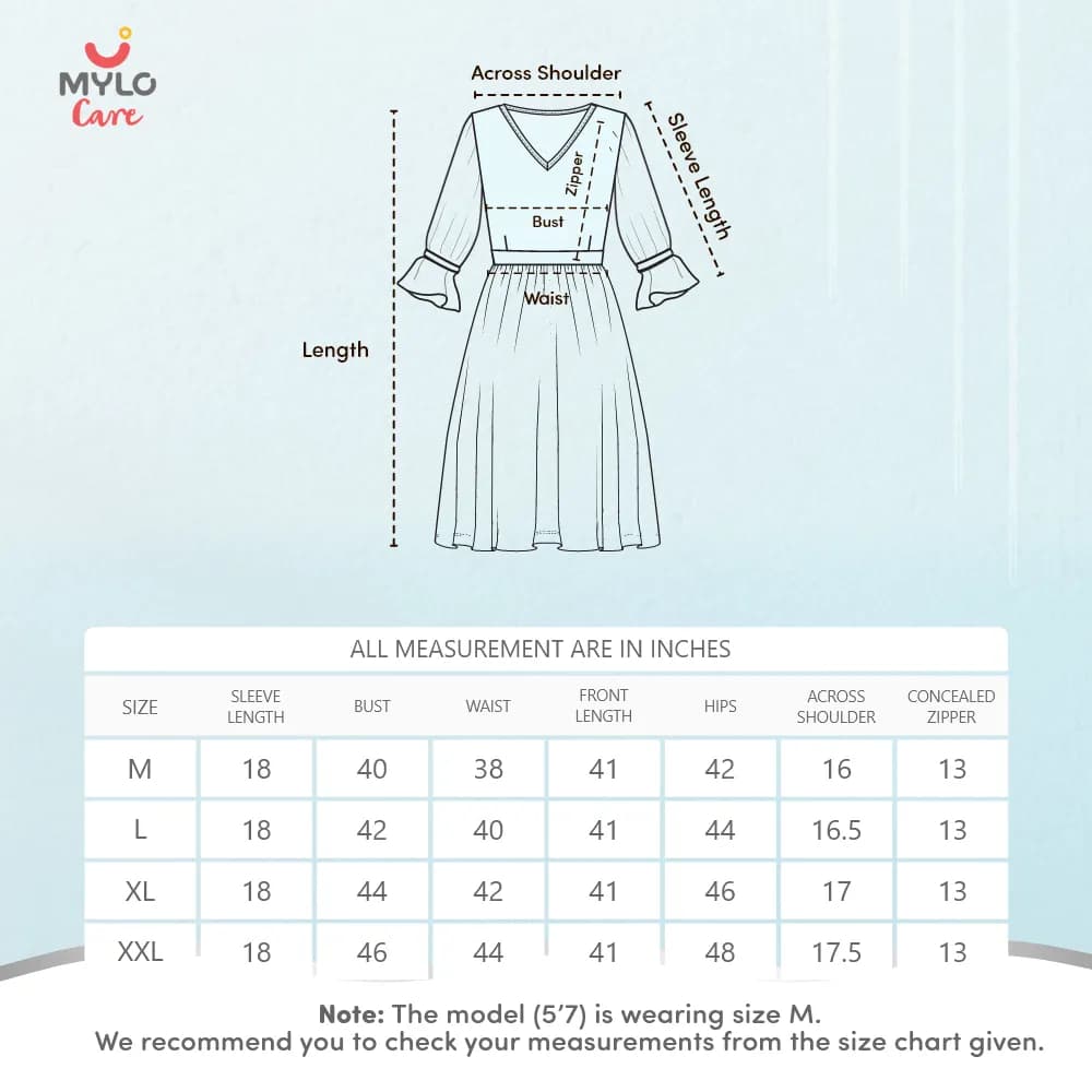 Maternity Dresses For Women with Both Side Zipper For Easy Feeding | Adjustable Belt for Growing Belly | Kaftan Dress | Shibori Print - Sea Green | L