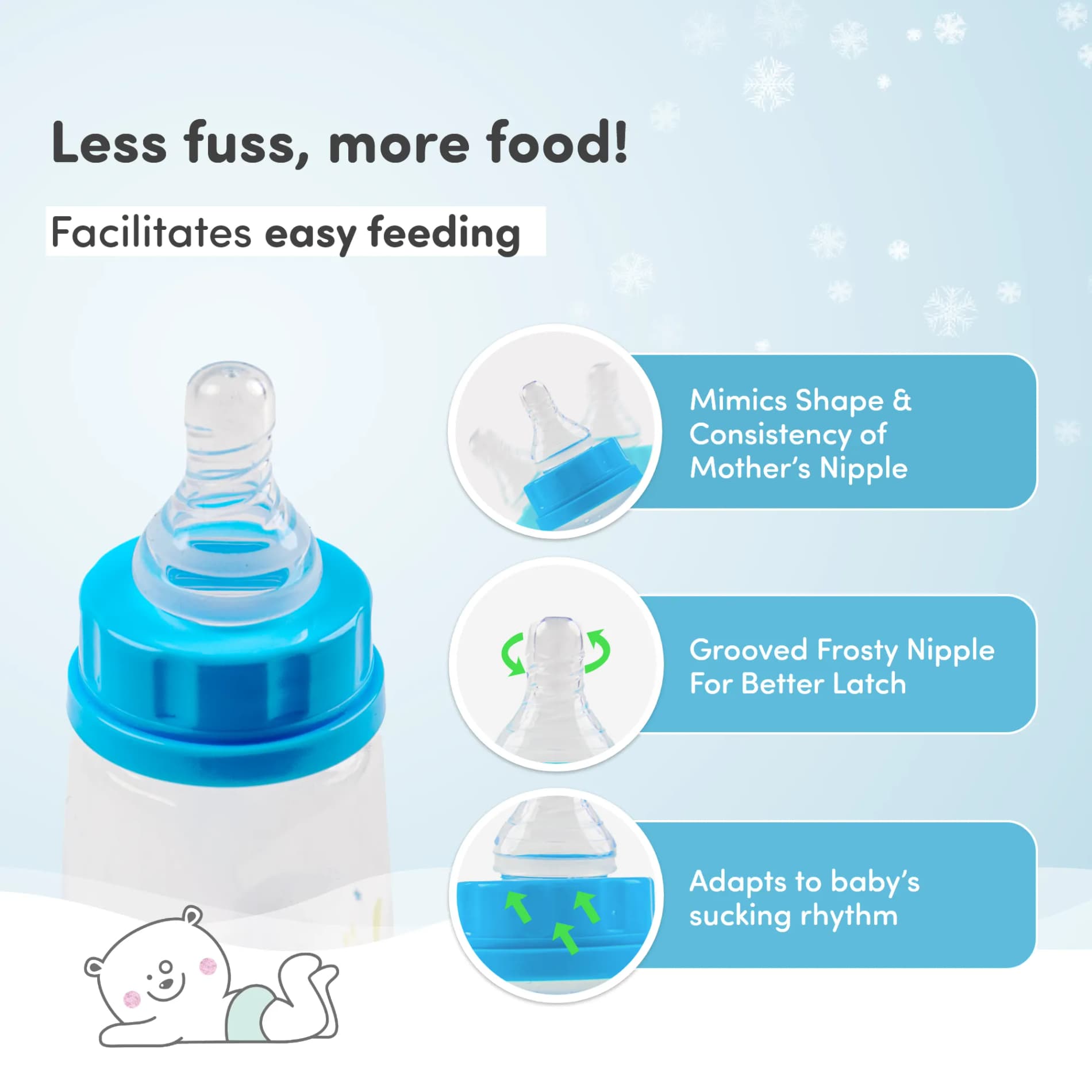 2-in-1 Baby Feeding Bottle | BPA Free with Anti-Colic Nipple & Spoon | Easy Flow Neck Design - Bear & Orange 125ml & 250ml
