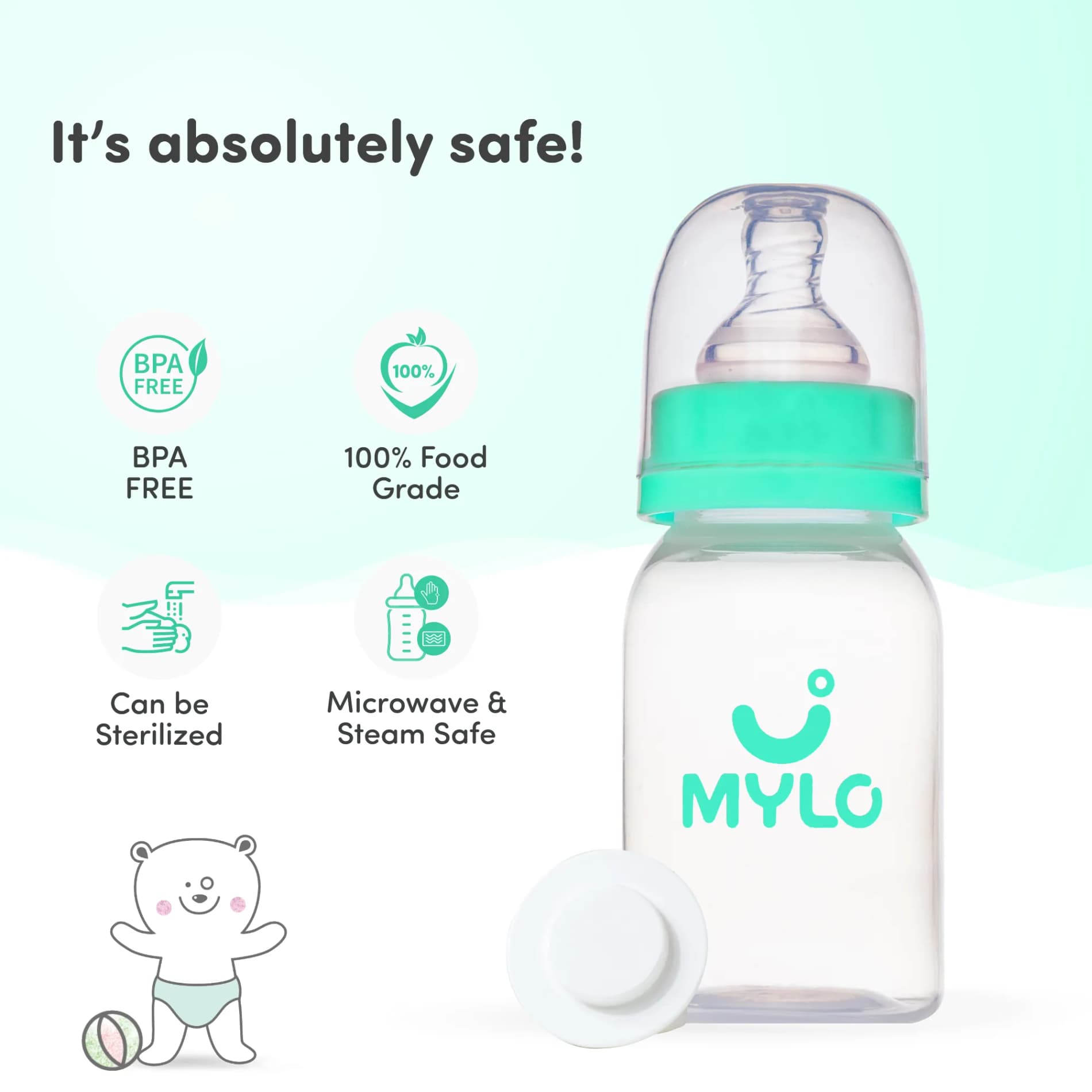 2-in-1 Baby Feeding Bottle | BPA Free with Anti-Colic Nipple | Easy Flow Neck Design - Green & Orange 125ml & 250ml