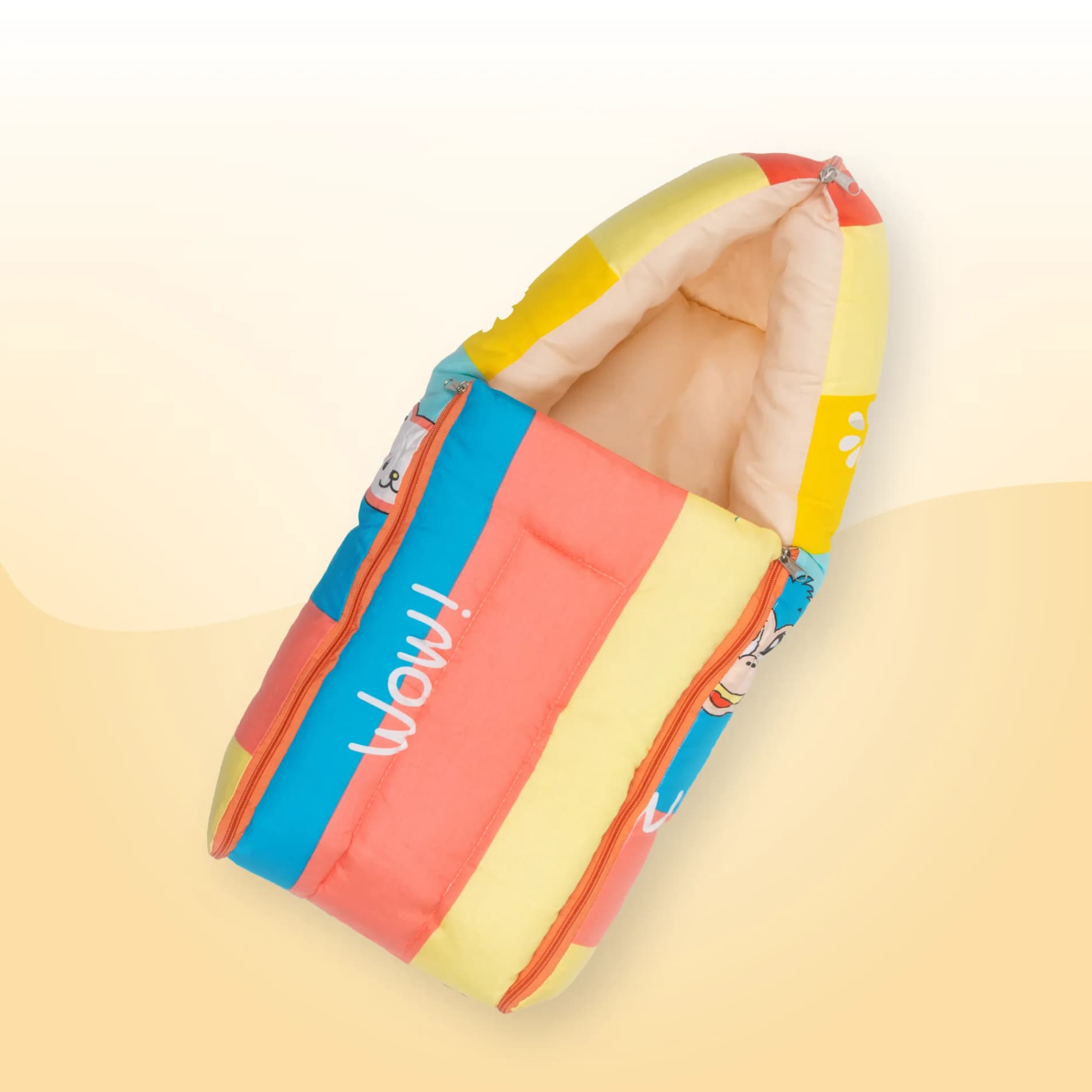 Baby 4–in-1 Soft & Snuggly Baby Sleeping Bag/Baby Carry Nest with 3-way Zip Opening | Soft & Breathable | Head-to-toe comfort - Magical Rainbow