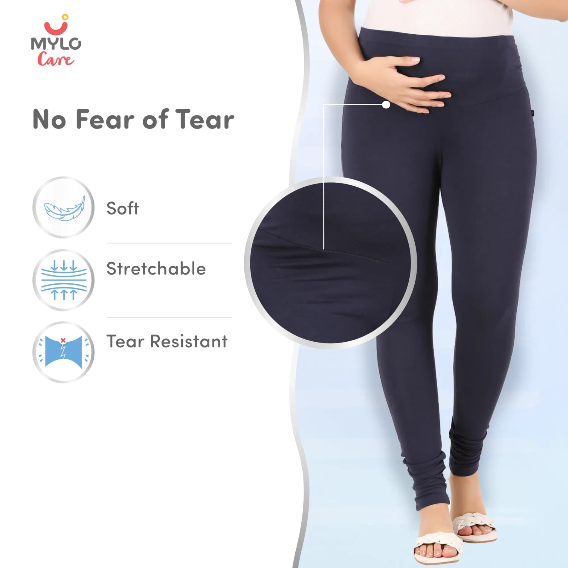 Stretchable Maternity Leggings for Women | Comfortable, Soft & Gentle on the Skin | Ideal for Pre & Post Delivery - Navy - L